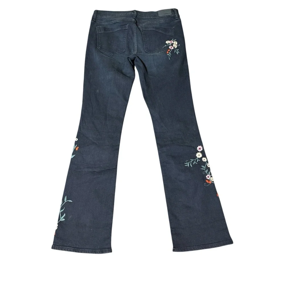 Express Barely Boot Stretch Jean Womens size 8 Floral Stitch Soft Mid Rise 29x30